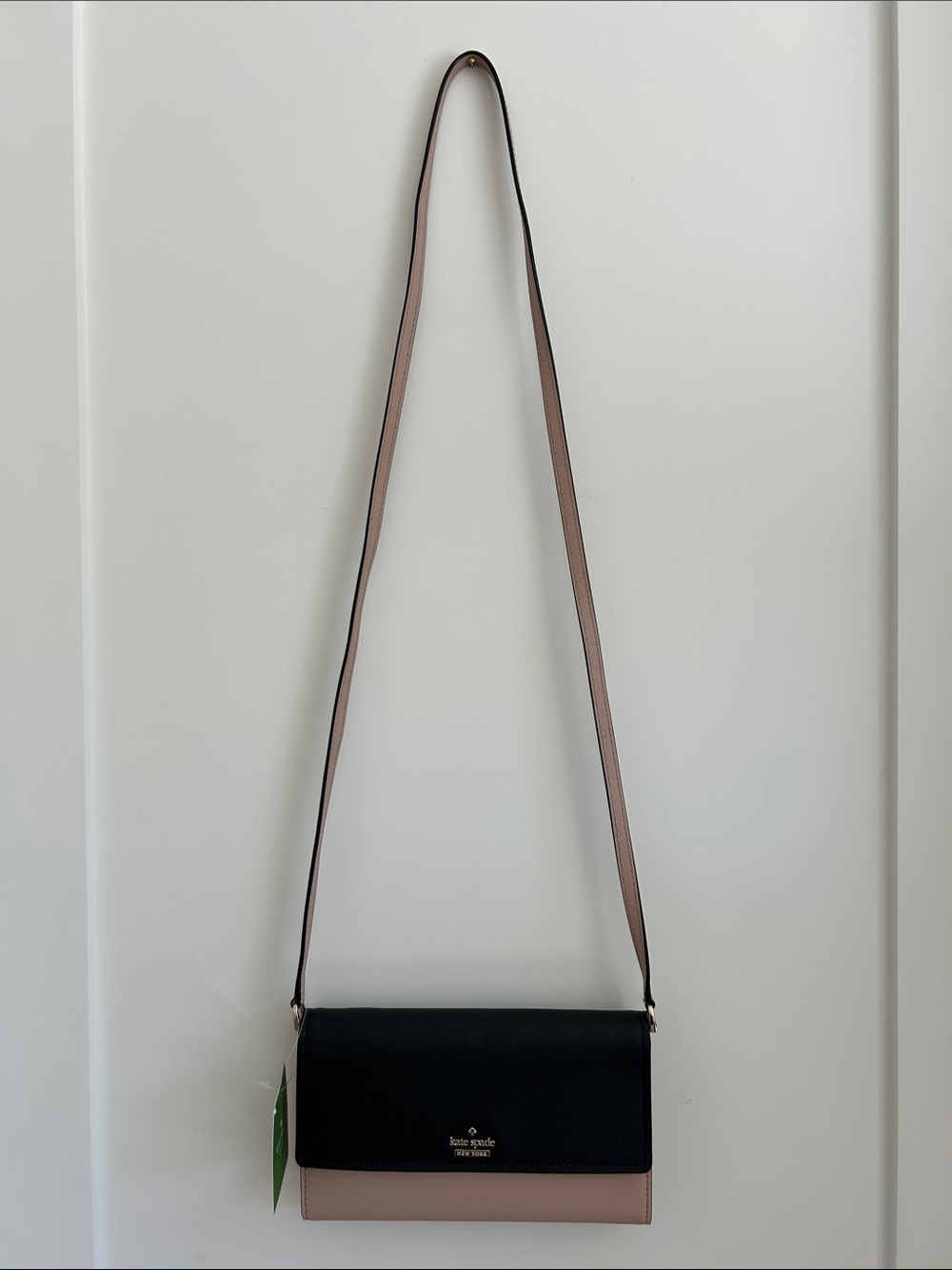 kate spade Black and Blush Long Strap Crossbody